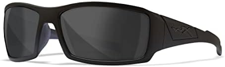 Wiley X WX Tv Twisted Ballistic Black Ops Ops, óculos de segurança para homens e mulheres, proteção para os olhos UV para atirar, pescar, ciclismo e esportes extremos, molduras pretas foscas, lentes cinzentas de fumaça