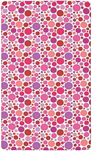 Folha de berço com tema de bolinhas, colchão de berço padrão folhas de colchão de berço para crianças colchões de colchão de colchão de colchão ou lençol de criança, 28 x52, fuchsia magenta e rosa