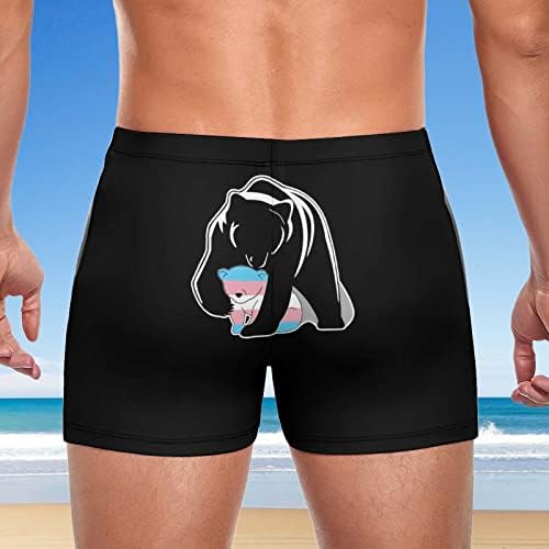 Mama Bear transgênero masculino Praça de nadar de nadar esportivo boxer traje de banho de verão praia de roupa de banho elástica