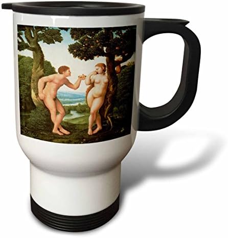 3drose Adam & Eve by Jan van Scorel Aço inoxidável Caneca de viagem, 14 onças, multicolor