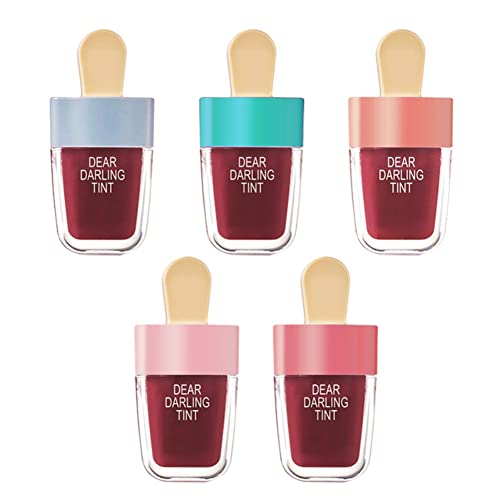 Ofanyia Ice Cream Forma Lip Gloss 5Colors Definir Kit Lipstick Glosses Lipstick Glosses de Lipstick Like Durs