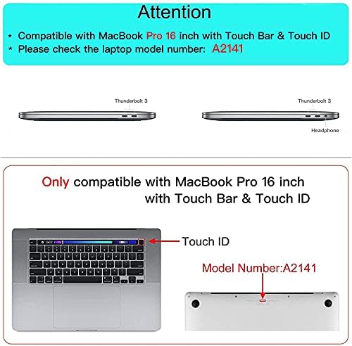 Mosis Compatível com MacBook Pro 16 polegadas Caso 2020 2019 Liberação A2141 Com Touch Bar & Touch ID, Casa de casca dura de padrão