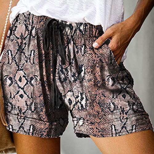 Shorts shorts femininos de verão impressão de cobra calça curta de cordão elástico shorts de linho confortável