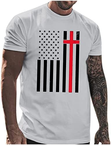 T-shirt masculino de bandeira americana vintage 4 de julho, magro de bandeira dos EUA, camisetas casuais de manga curta de verão