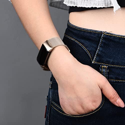 Awsmore Metal Watch Band Compatível para Fitbit Charge 5 Banda Sem fivela Design Bandas de substituição de aço inoxidável