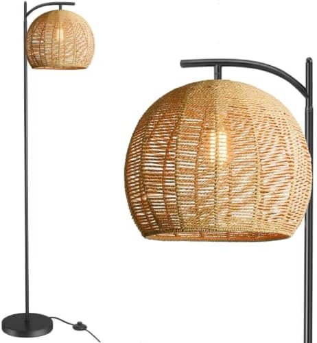 Lumbo de chão de vadão de Danggeoi boho, cesta moderna ajustável lâmpada alta, luminária de arco de fazenda lendo luz do chão