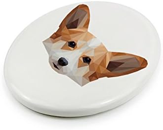 Corgi galês, placa de cerâmica de lápide com uma imagem de um cachorro, geométrico