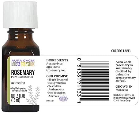 Aura Cacia Pura Óleo Essential, alecrim, 0,5 onça fluida