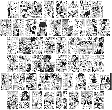 WOONKIT MY HERO POSTERS ACDERIORES, colagem de parede de anime, painéis de mangá, decoração de quarto da sala de anime, estética de pôsteres de anime, material de anime, decoração de parede de anime, pacote de pôsteres de anime, parede de mangá, 50pcs 4x6 polegadas