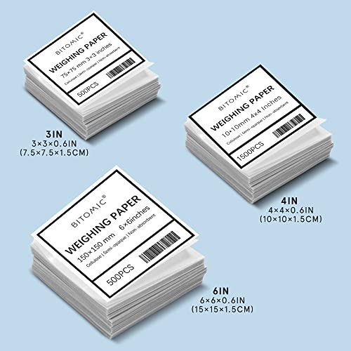 Papel de pesagem de celulares de 6x6 bitômico 500 pcs | Folhas de papel brilho sem absorventes não-absorventes para amostras