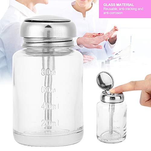 80ml Pression Bottle, Professional Push Down Dispenser Bomba Vidro de vidro vazio Removedor de arte Dispensadores