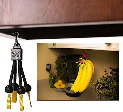 Banana Bungee Black Banana Holder Gadget, fabricado nos EUA; Segura vários cachos ou bananas únicas