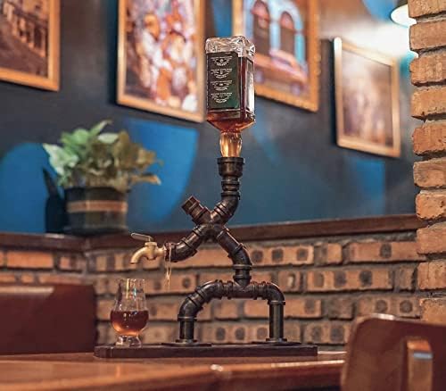 Vida Brillante Dispensador de bebidas artesanais- decoração de tubo de steampunk, suporte de uísque industrial, estilo rústico,