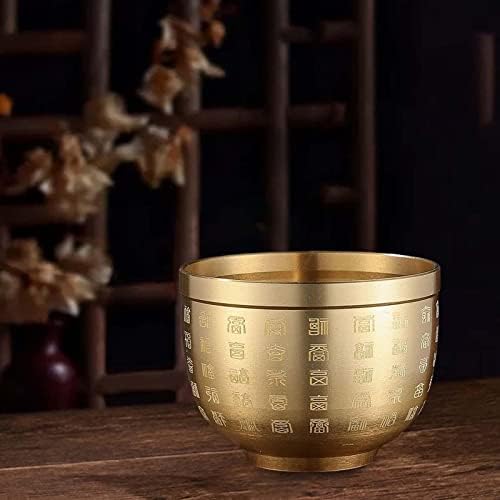 Petsola Brass Feng Shui Bowl Money Bank Brass Fortune Cylinder Cornucopia Floral Titular Key Treasure Bowl para Decorações