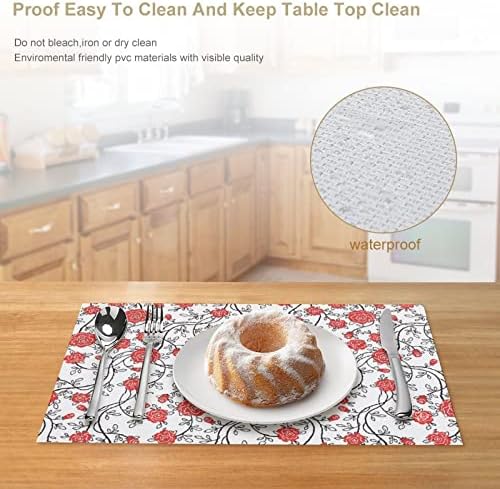 Red Rose Plastic Dining Table tapete 17,7 x 11,8 PVC Pad Pad Pad Protector Rectangle