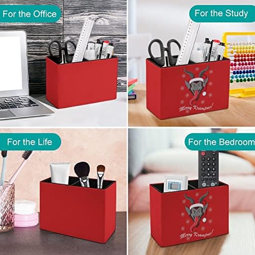 Merry Krampus Lápis Porta de caneta Cuplel Office Office Organizer Stand Box com dois compartimentos pretos