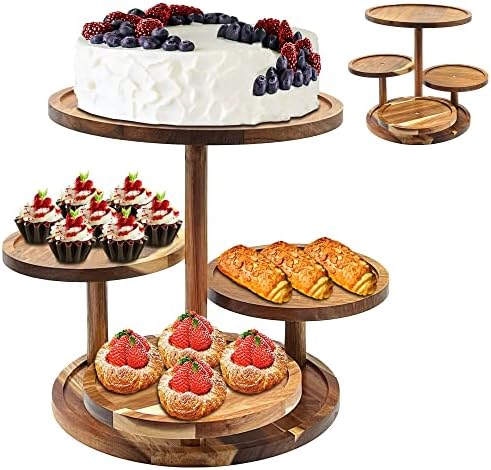 MONTEX TOWER CUPCAKE STAND 4 Nível para 50 Cupcakes Woodden Stand, Torre de sobremesa do Stand Display Stand, redondo com