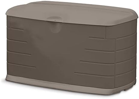 Caixa de deck de armazenamento ao ar livre resistente à resina média de Rubbermaid, 72,6 gal, castanha/cantina marrom, deck ou pátio, 33 galões, marrom