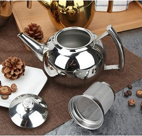 Pote de chá de aço inoxidável com infusor removível para saquinhos de folhas e chá soltos, bule de chá resistente ao calor