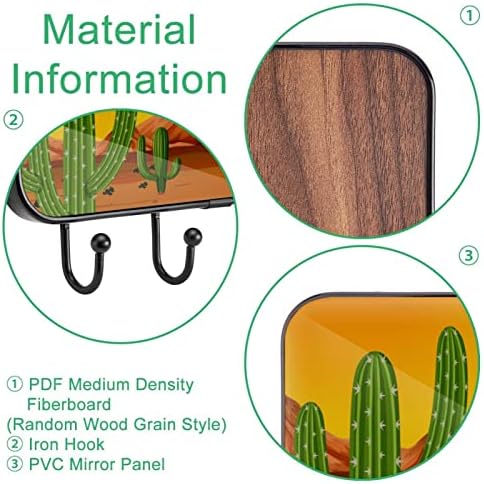 Cacto verde com um fundo de parede de casaco de fundo quente de fundo do deserto, rack de parede, cacau de entrada com 4 conexão para o chapéu de casaco Toalha Restas de bolsa