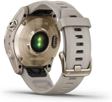 Garmin Fenix ​​7S Sapphire Solar Edition Smart Watch Cream Gold Gold Titanium com banda de areia + fones de ouvido sem fio + Relógio