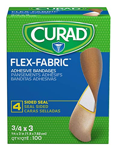 Curad Flex Fabric Bandrages, tamanho do curativo é 3/4 x 3
