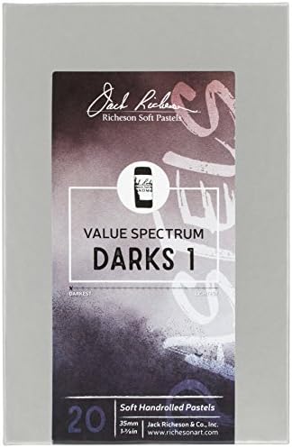 Jack Richeson Dark 1 Value Spectrum Hand Roled Pastels, 20 contagem