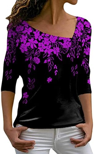 Túnices de túnica feminina kcjgikpok para leggings moda moda floral manga longa v camiseta de pescoço casual blusa tampa