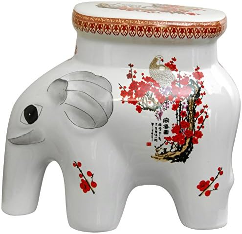 Móveis Orientais de 14 Cherry Blossom Porcelain Elephant Stool