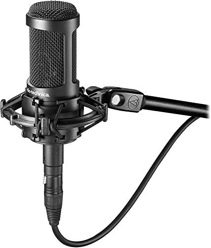 Microfone de Condensador Cardioid Audio-Technica AT2035 com cabo XLR, Audio-Technica At8458 Shockmount, Shield Isolation
