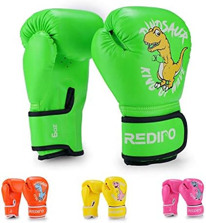 Luvas de boxe para crianças Redipo para meninos e meninas, luvas de treinamento para jovens para crianças de 3 a 15, 4 e 6 onças de saco de kickboxing thai luxuoso MMA Treinamento de luvas de treino