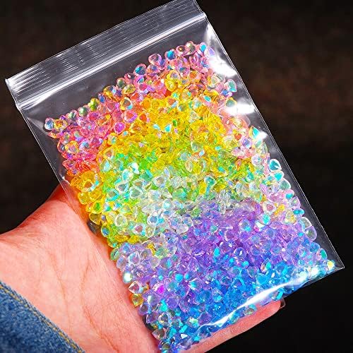 100pcs arco -íris colorido unhas artes strasss resina em forma de coração Charms para pedras de brilho diy gem