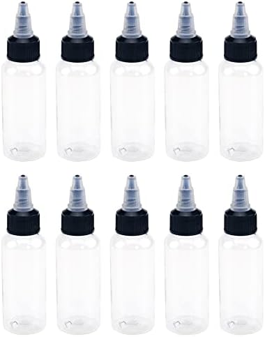 Conjunto de Curqia de 10 garrafas de aperto garrafas de dispensação vazias de animais de estimação com twist top tap para artesanato cola de arte, 30 ml