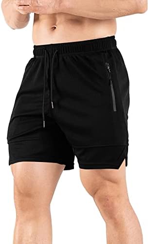 Shorts de ginástica de 6 polegadas homens homens de cor sólida casual cordas de cintura esportiva esportiva com bolsos shorts de treino masculino com zíper