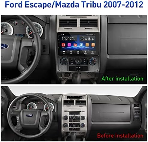 Rádio de carro na navegação Dash para Ford Escape/Mazda Tribu 2007-2012, Android 11 estéreo 9 polegadas Creche de toque