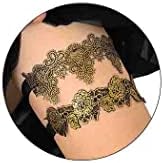 Formery Sexy Lace Garter Conjunto de Garças de Partidas Mulheres Negras Casamento de Prom do Promons de Crochê Gold de Crochê