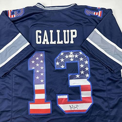 Autografado/assinado Michael Gallup Dallas America's Team Blue Football Jersey Tristar Coa