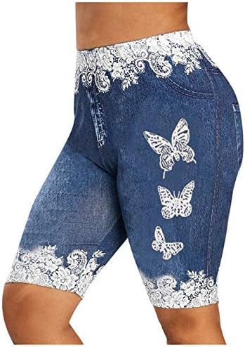 Xxbr shorts jeans femininos de renda de renda calças curtas de plus size skinny impressão de borboleta casual jeggings shorts jeans faux