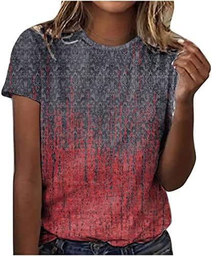 Tops femininos Casual Casual, feminino Floral Print verão Camisetas de manga curta 2023 camisetas de blusa de ajuste solto saindo