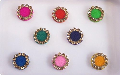 Redondo liso colorido colorido 8 mm bindis strass de ouro em contorno/adesivo indiano bindis/bindi/jóias bindi/jóias de rosto/pedras