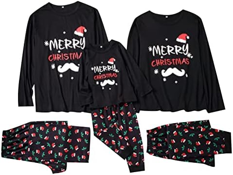 Diyago Family Pijamas Calças de Natal, camiseta e calça de manga longa e calças PJ PJ Nightwear Set Holiday Funny Lounge