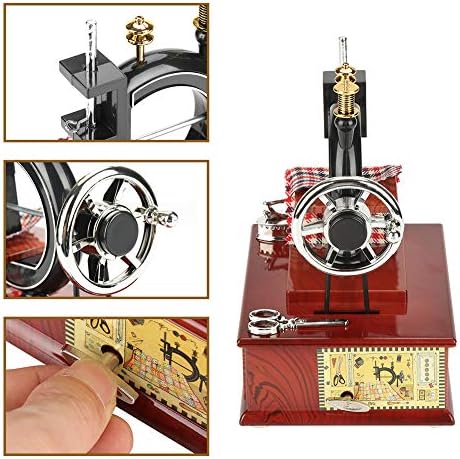 Caixa de música Schellen, peças de corpo de plástico Mini Vintage Treadle Sewing Machine Shape Clockwork Caixa mecânica Ornamento para