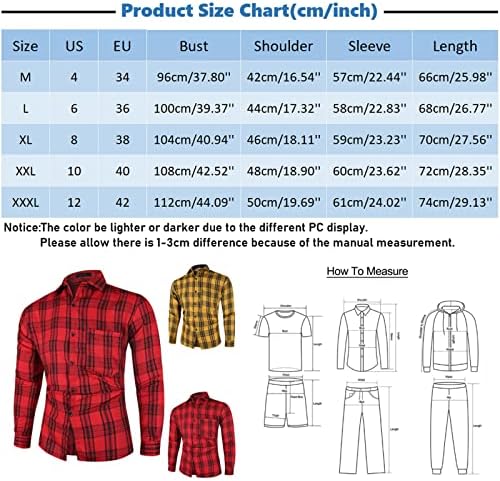 Camisetas xzhdd xadrez xadrez para masculino, colar de manga longa Botão verificado para baixo para baixo Tops Lattice slim fit