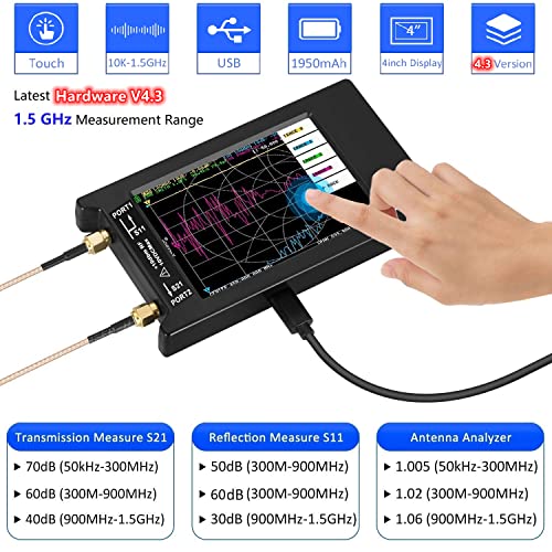 Aursinc Nanovna-H4 V4.3 Analisador de rede vetorial 10KHz-1.5GHz & Nanovna USB C & USB 3.0 OTG Card Reader com cartão micro SD