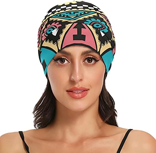 Skull Cap boné Sleep Work Hat Felinuos para mulheres Listradas Vintage Bohemian Mandala Sleeping Bap Hat Working Hair Headwear