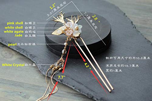 Yuri Hairpin Hair Clop Sticks Picks Pearl Shell Made Decoração clássica de estilo tradicional de estilo tradicional chinês