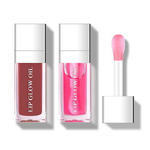 Kyda 2 Cores Hidratante Lip Glow Oil, óleo de lábio hidratante brilho transparente de lábio transparente, óleo de lábio tingido para cuidados com os lábios e lábios secos, pela beleza mais própria-#007+#012