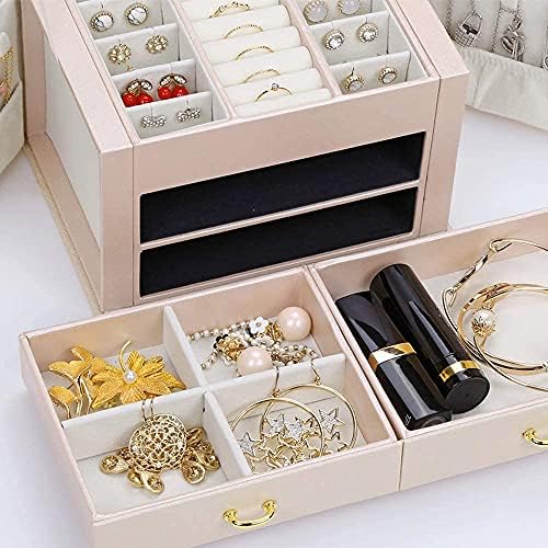 Lokoc Storage Box Jewellery Box Organizador Três camadas PU CATURA DE ARMAZENDO DE JOIXAS DE CALARO PARA RINGOS BRIAÇÕES BRACELAS DE CARRAS