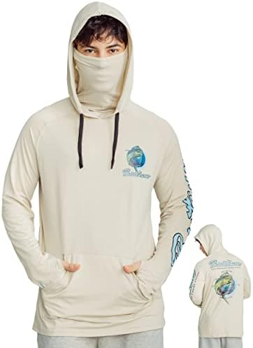 Camisa de pesca para homens de manga longa com capuz e gaiter upf 50+ Proteção solar SPF CHING RUND PFG DRI FIT