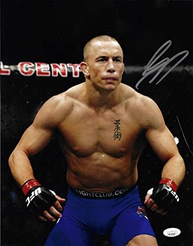 Georges St -Pierre assinou 8x10 foto UFC JSA James Spence testemunhou COA - fotos autografadas do UFC